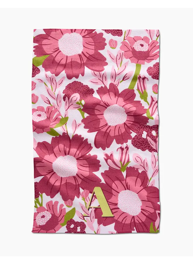 Monogram Floral Tea Towel