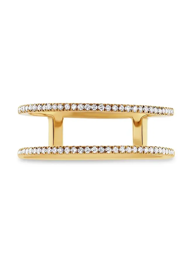 14K Yellow Gold Double Bar Delicate Band - Size 7.5