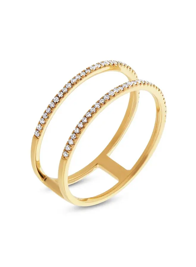 14K Yellow Gold Double Bar Delicate Band - Size 7.5