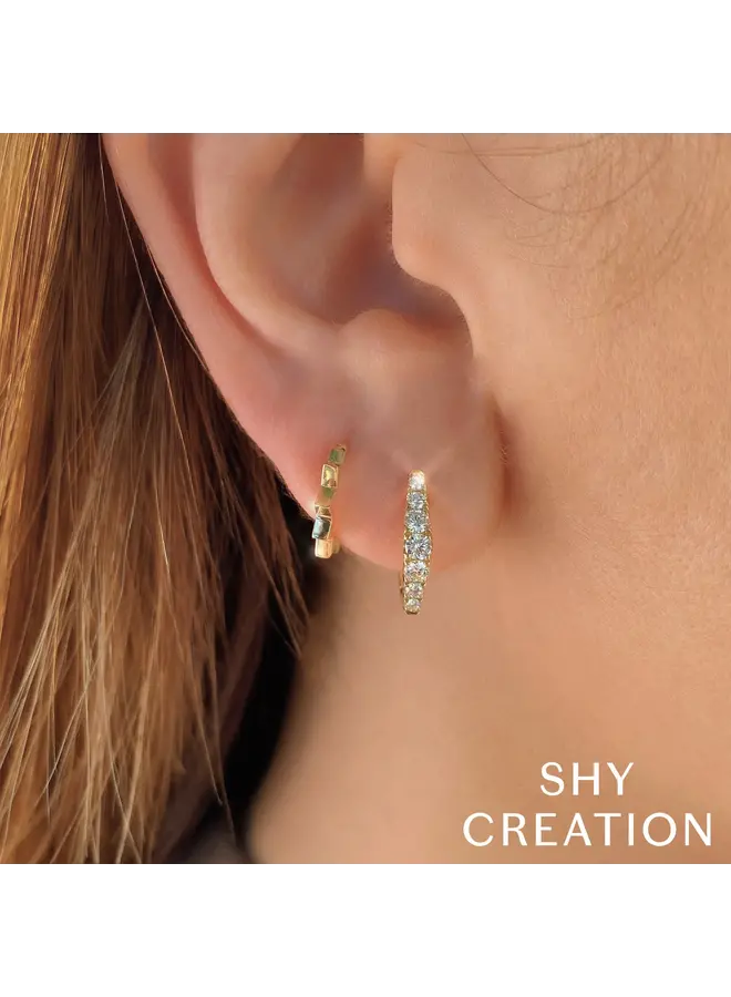 14K Yellow Gold Geometric Huggies (.49ct)