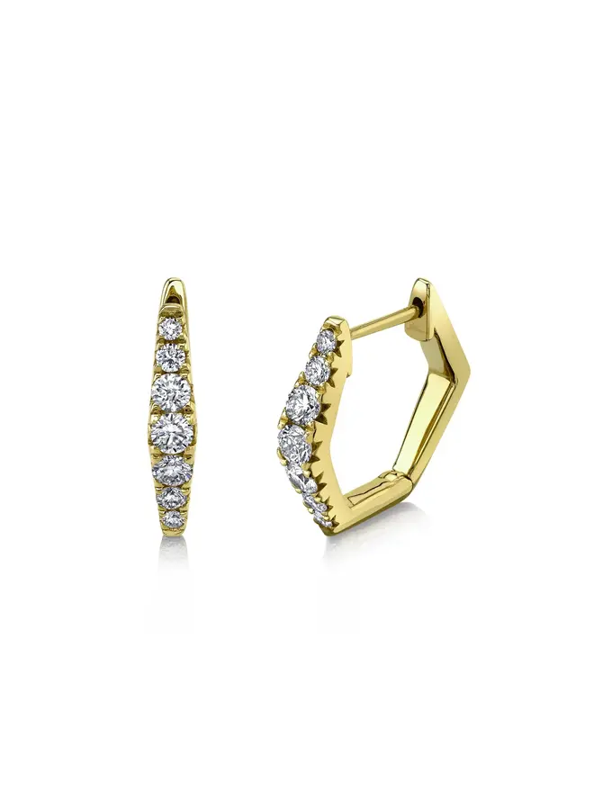 14K Yellow Gold Geometric Huggies (.49ct)