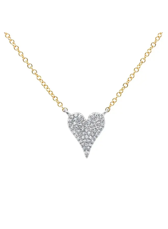 14K YG/WG & Diamond Heart Necklace  (.11ct)