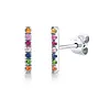 14K White Gold/Multi-Color Stone Bar Stud Earrings (.17ct)
