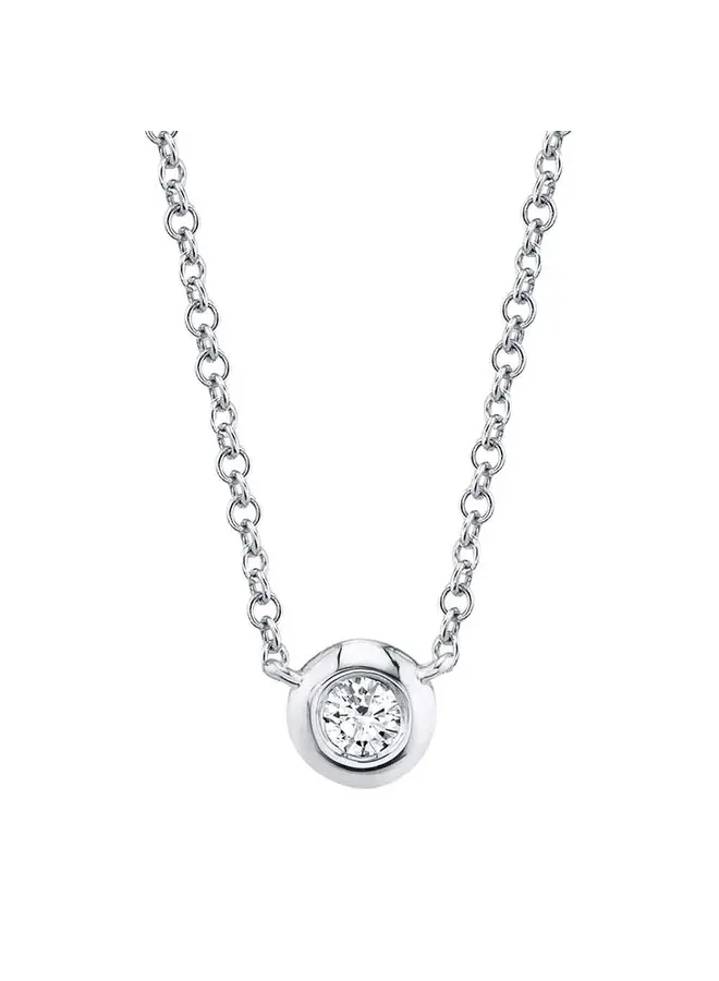 14KWG Diamond Bezel Necklace (0.10ct)