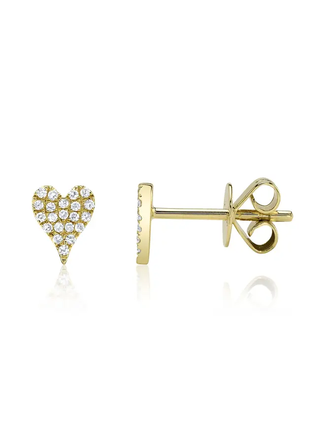 14K Yellow Gold Diamond Pave Heart Earrings (.10CT)