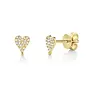 14K Yellow Gold Diamond Pave Heart Earrings (.10CT)