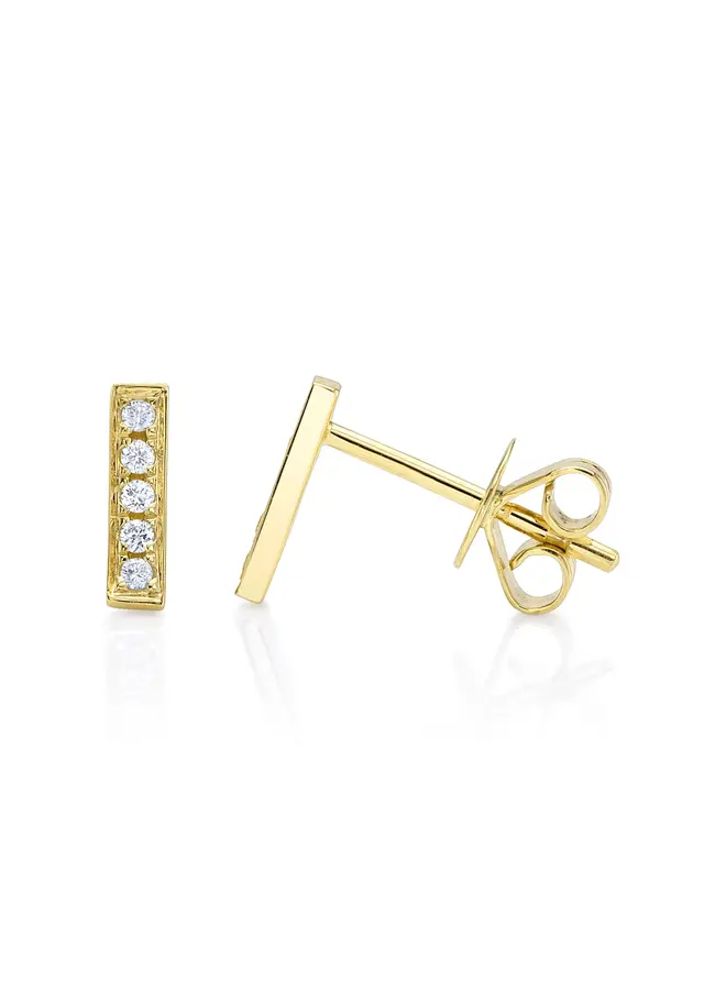 14K Yellow Gold and Diamond Mini Bar Earrings (.08ct)