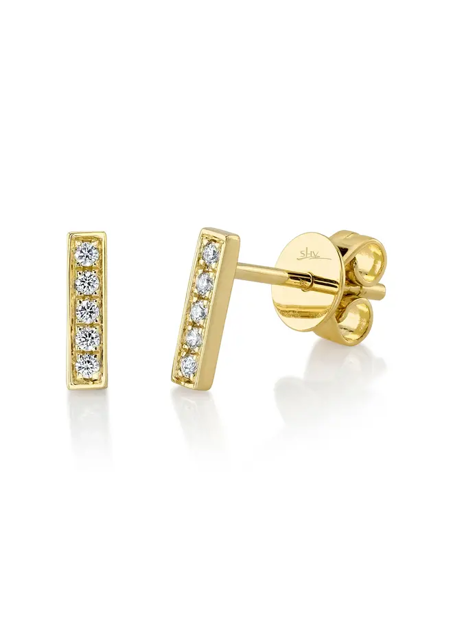 14K Yellow Gold and Diamond Mini Bar Earrings (.08ct)