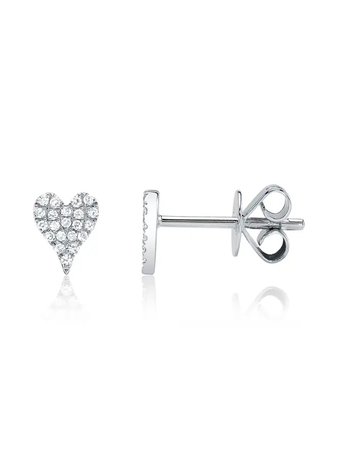 14K White Gold Diamond Pave Heart Earrings (.10CT)
