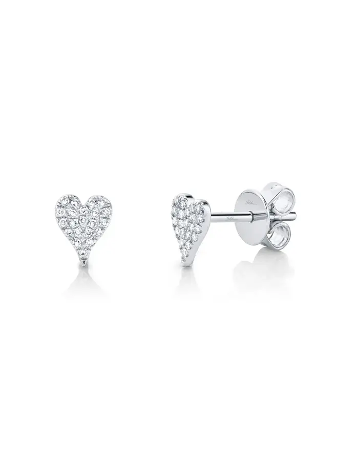 14K White Gold Diamond Pave Heart Earrings (.10CT)