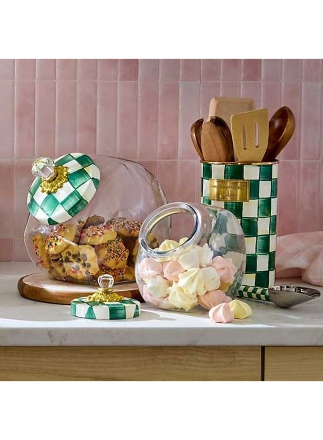 Cookie Jar with Emerald Check Lid