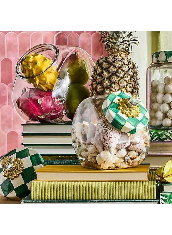 Cookie Jar with Emerald Check Lid