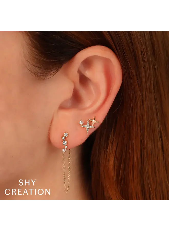 14K Yellow Gold Triple Star Stud Earrings (.22ct)