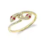 14K Yellow Gold, Diamond (.15ct) and Ruby (.05ct) Snake Hug Ring (Size 7)
