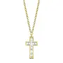 14K Yellow Gold and Diamond Baguette Cross Necklace (.17ct)