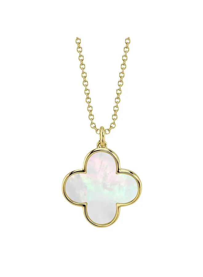 14K Yellow Gold and Mother of Pearl Clover Necklace (2.38ct)