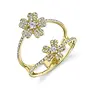 14K Yellow Gold Diamond Flower Duo Split Ring (Size 7 / .43CT)