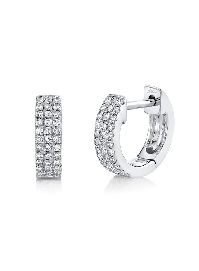 14K White Gold and Diamond Pave Mini Huggie Earrings (.17ct)