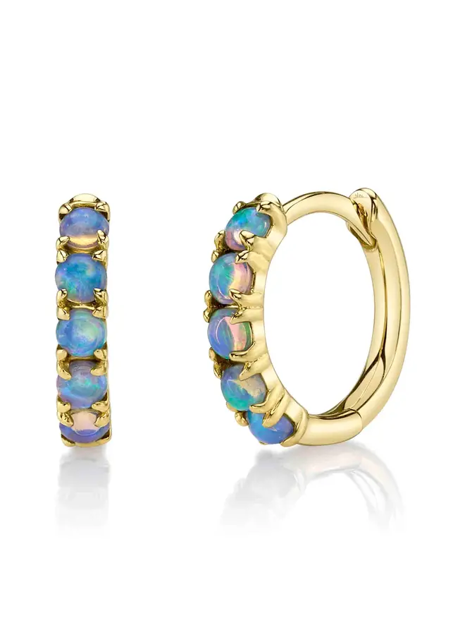14K Yellow Gold Opal Huggie Earrings (.25 ct)