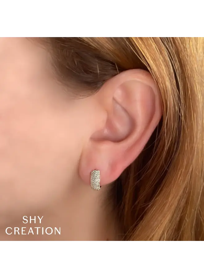 14K Yellow Gold and Diamond Pave Huggie Earrings (.51ct)