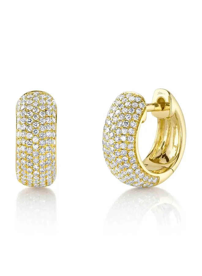 14K Yellow Gold and Diamond Pave Huggie Earrings (.51ct)