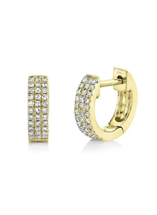 14K Yellow Gold and Diamond Pave Mini Huggie Earrings (.17ct)