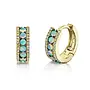 14K Yellow Gold, Diamond (.15ct) and Opal (.28ct) Huggie Earrings