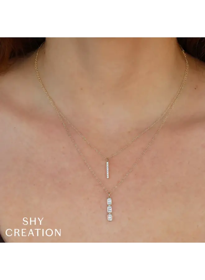 14K Yellow Gold and Diamond Bar Necklace (.11ct)