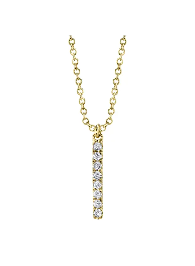 14K Yellow Gold and Diamond Bar Necklace (.11ct)