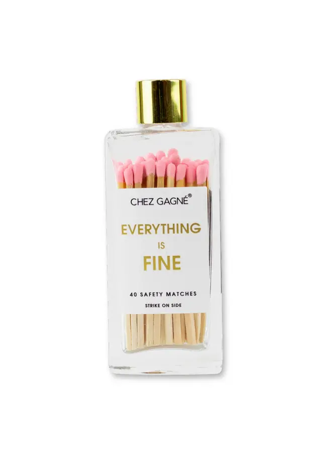 Everything is Fine Glass Bottle Matches (Light Pink)
