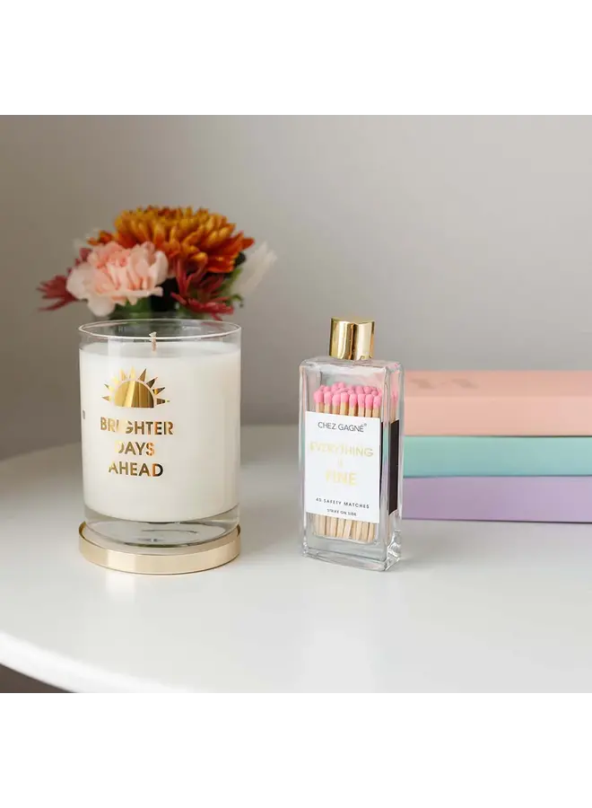 Everything is Fine Glass Bottle Matches (Light Pink)
