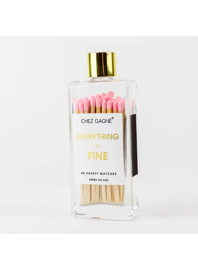 Everything is Fine Glass Bottle Matches (Light Pink)