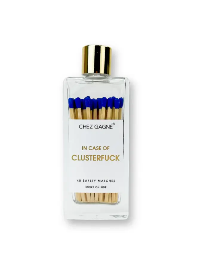 In Case of Clusterf*ck Glass Bottle Matches (Royal Blue)