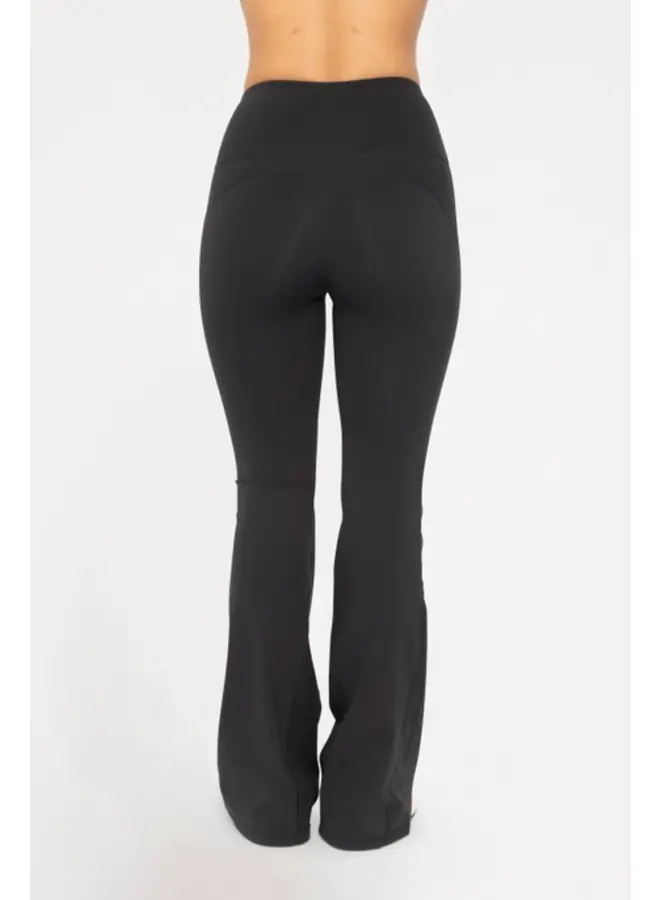 High Waisted Flare Leggings - Black -