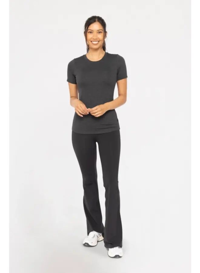 High Waisted Flare Leggings - Black -