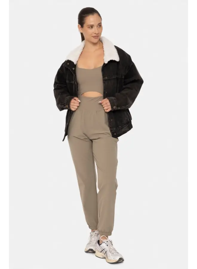 Belle Sherpa Collar Oversized Denim Jacket -