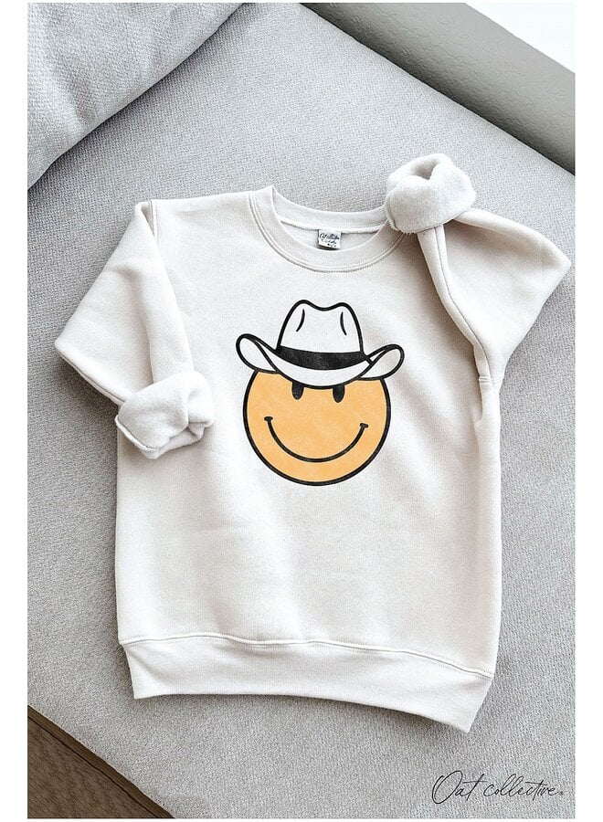 Cowboy Smiley Face Youth Graphic Sweatshirt -