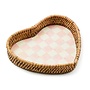Rosy Check Enamel & Rattan Heart Tray