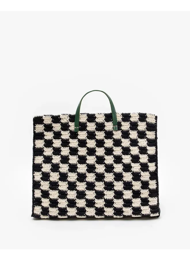 Summer Simple Tote - Crochet Checker - Black/Cream