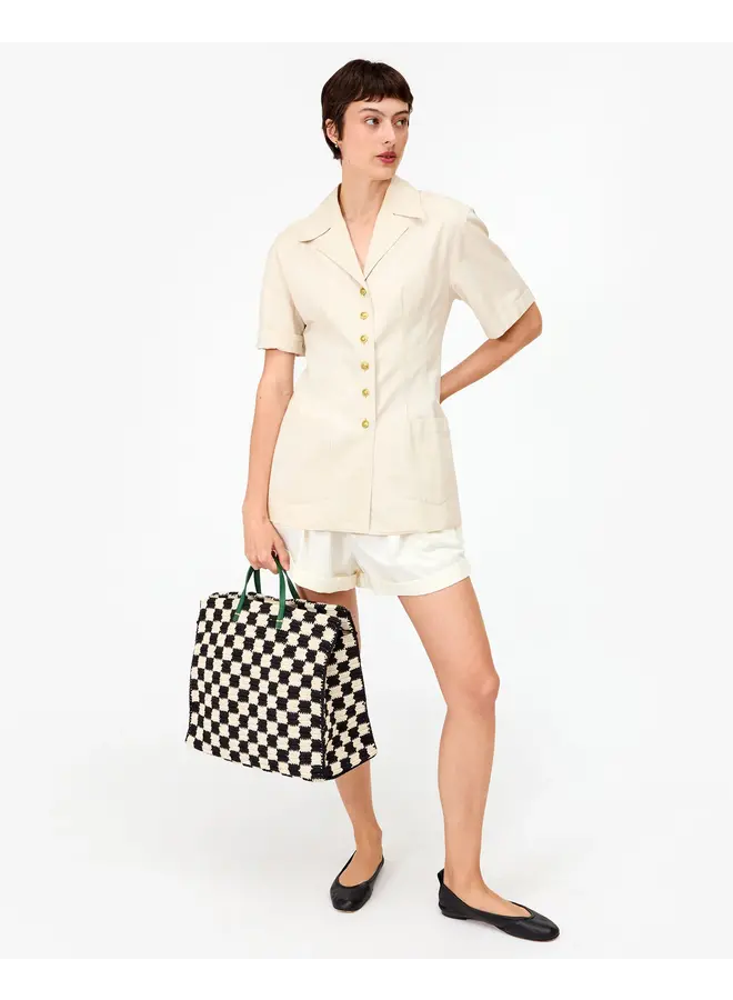 Summer Simple Tote - Crochet Checker - Black/Cream