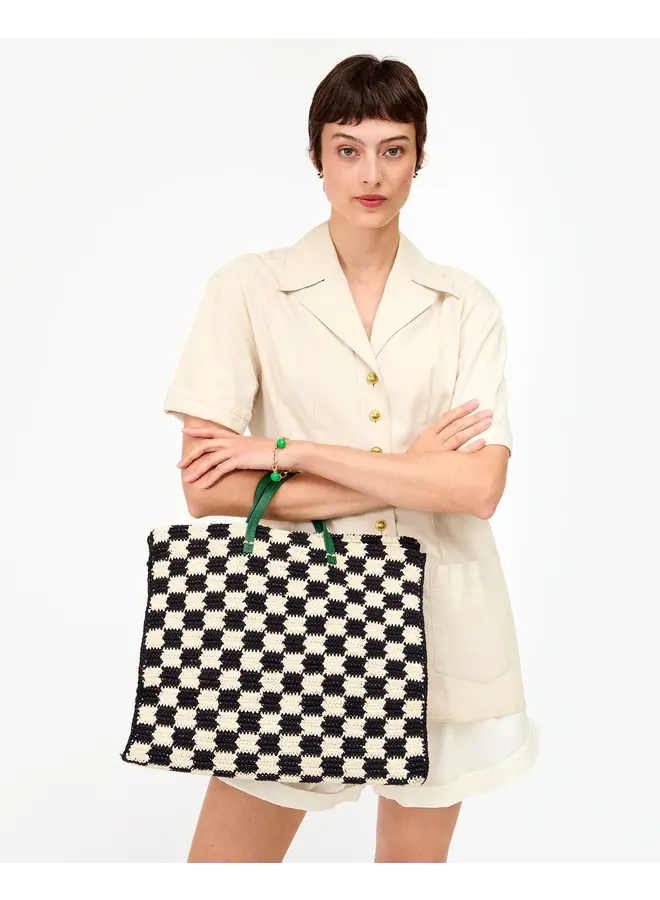 Summer Simple Tote - Crochet Checker - Black/Cream