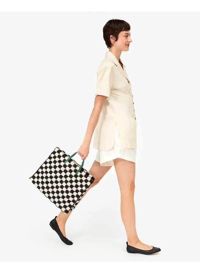 Summer Simple Tote - Crochet Checker - Black/Cream