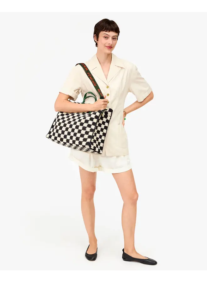Summer Simple Tote - Crochet Checker - Black/Cream