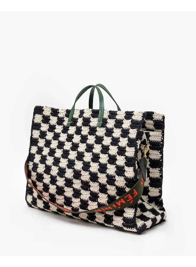 Summer Simple Tote - Crochet Checker - Black/Cream