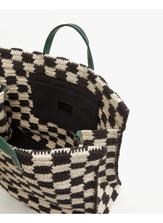 Summer Simple Tote - Crochet Checker - Black/Cream