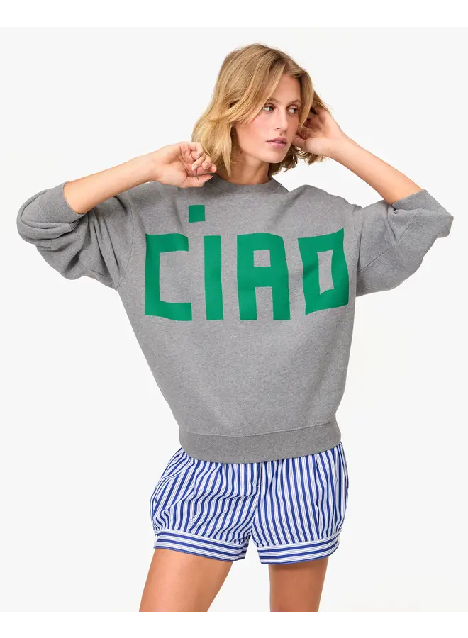 Grey Oversized Sweatshirt - Green Ciao