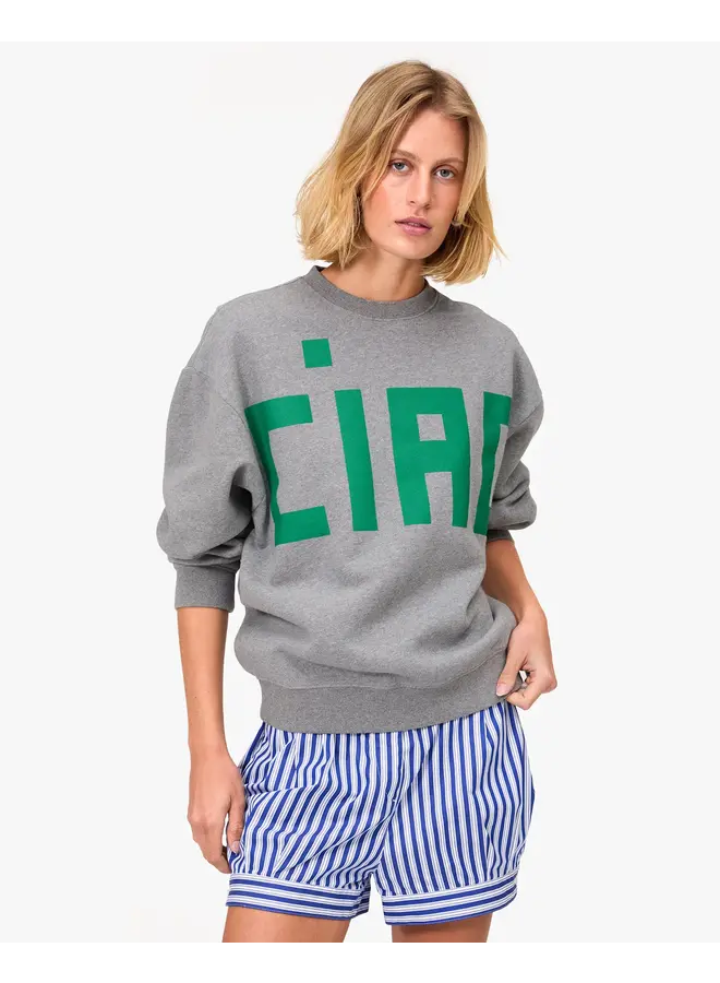 Grey Oversized Sweatshirt - Green Ciao