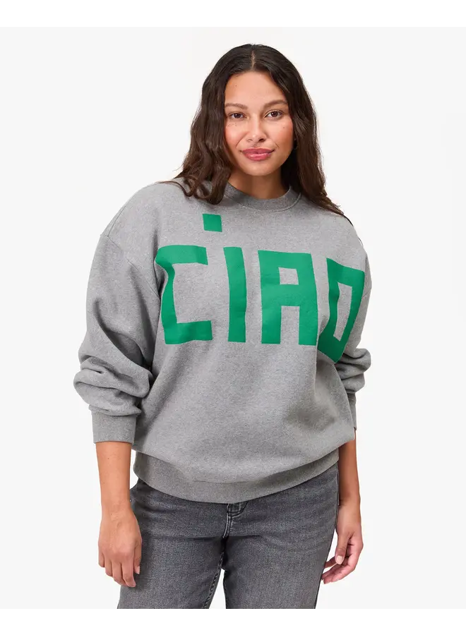 Grey Oversized Sweatshirt - Green Ciao