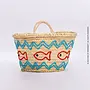 Handwoven Straw Beach Bag with Fish Motif - Vacation Bag