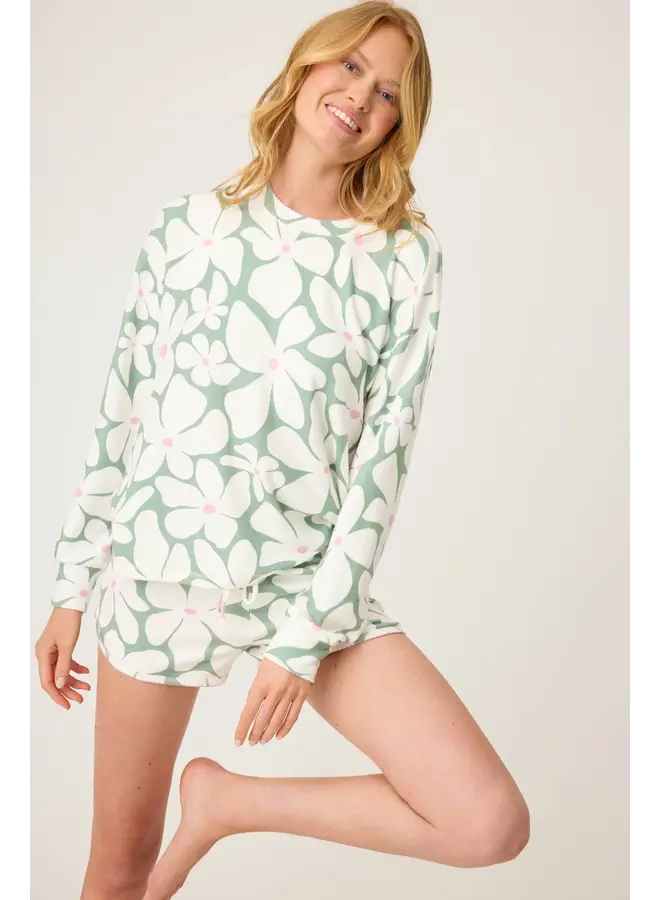 Wish You Were Here Floral Print Long Sleeve Top -